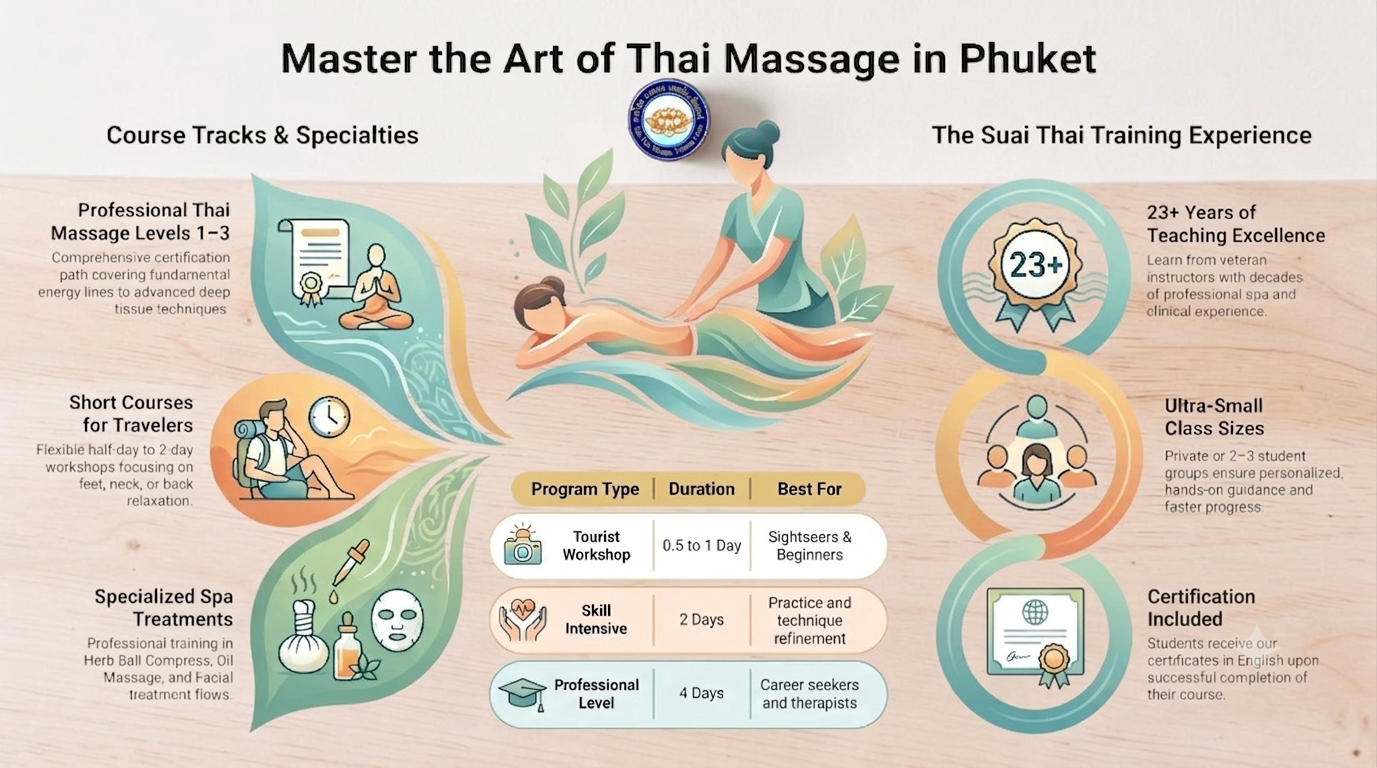 Contents of the art of Thai massage classes in Phuket