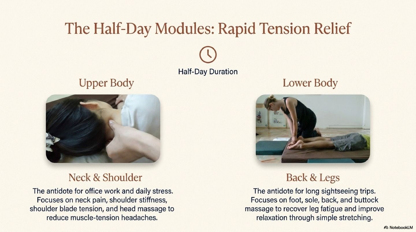 Neck, Shoulder, Back, Leg massage short class